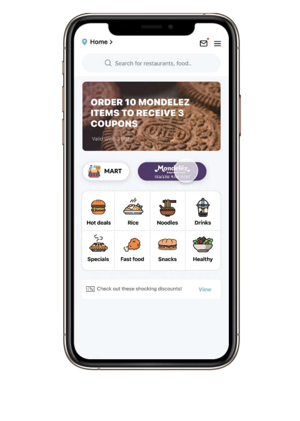 Food ordering app demo on a phone