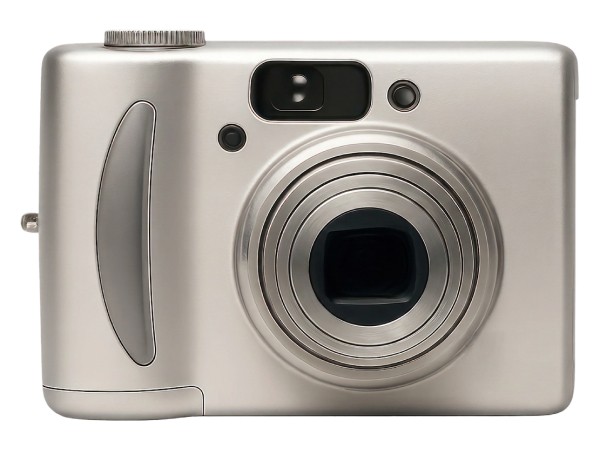 Silver compact digital camera