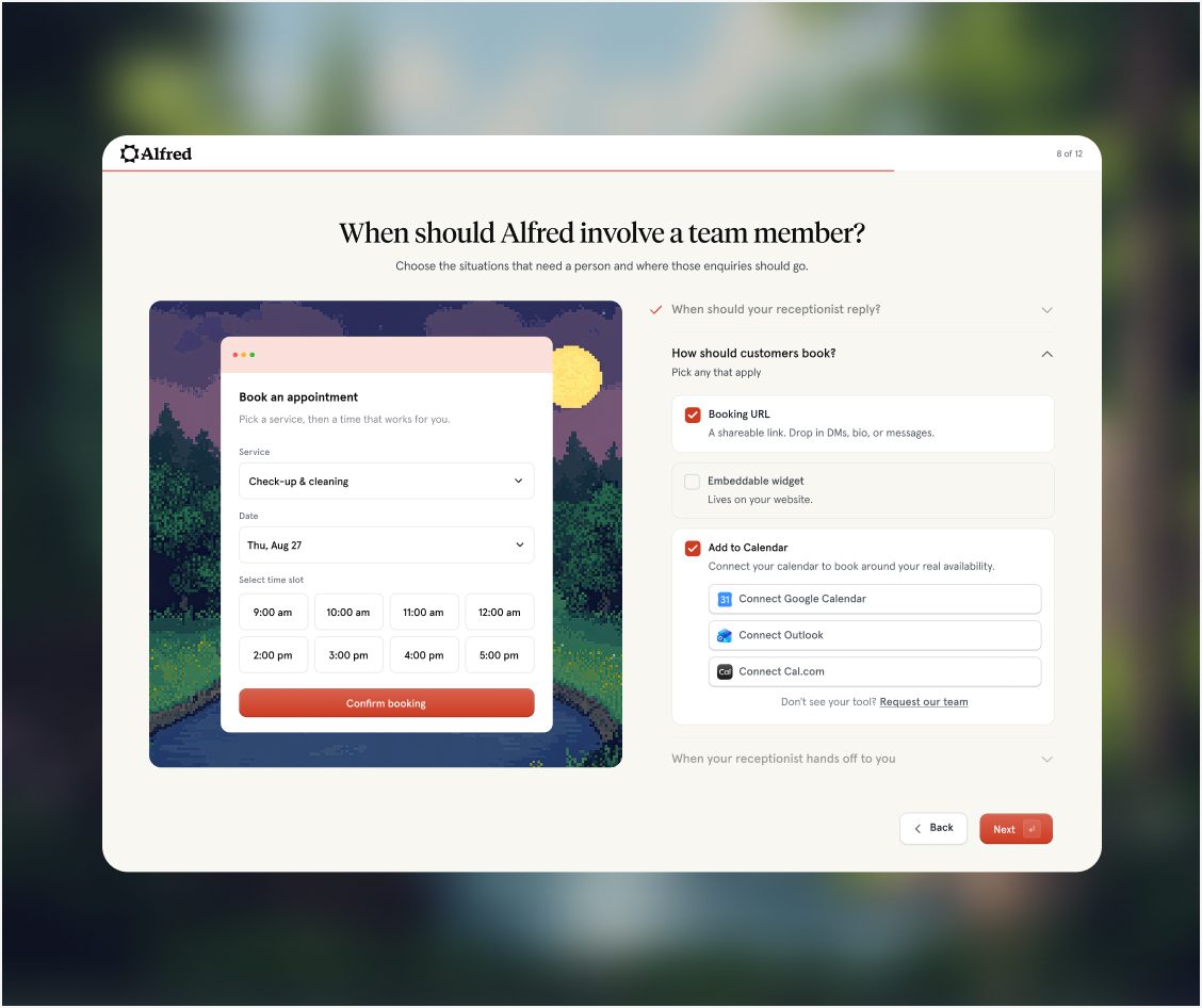 Alfred AI receptionist web app