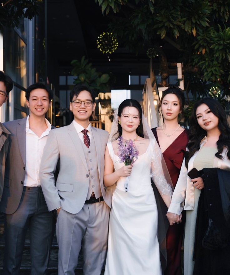 Helena with the 01 Digital team at her wedding